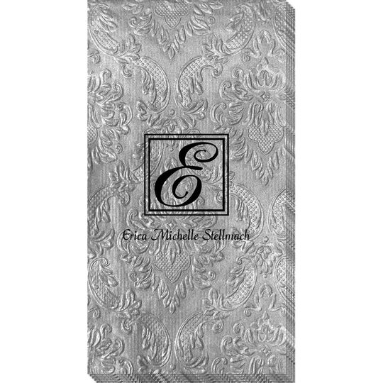 Pick Your Single Monogram with Text Carte Embossed Guest Towels